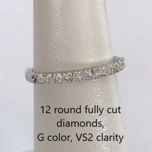 NWT .33 ctw real G, VS2 diamonds 14k WH band